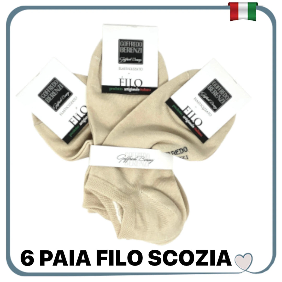 Set 6 Calze Fantasmini Cotone FILO di SCOZIA Calzini Fantasmino Uomo Donna sportivi