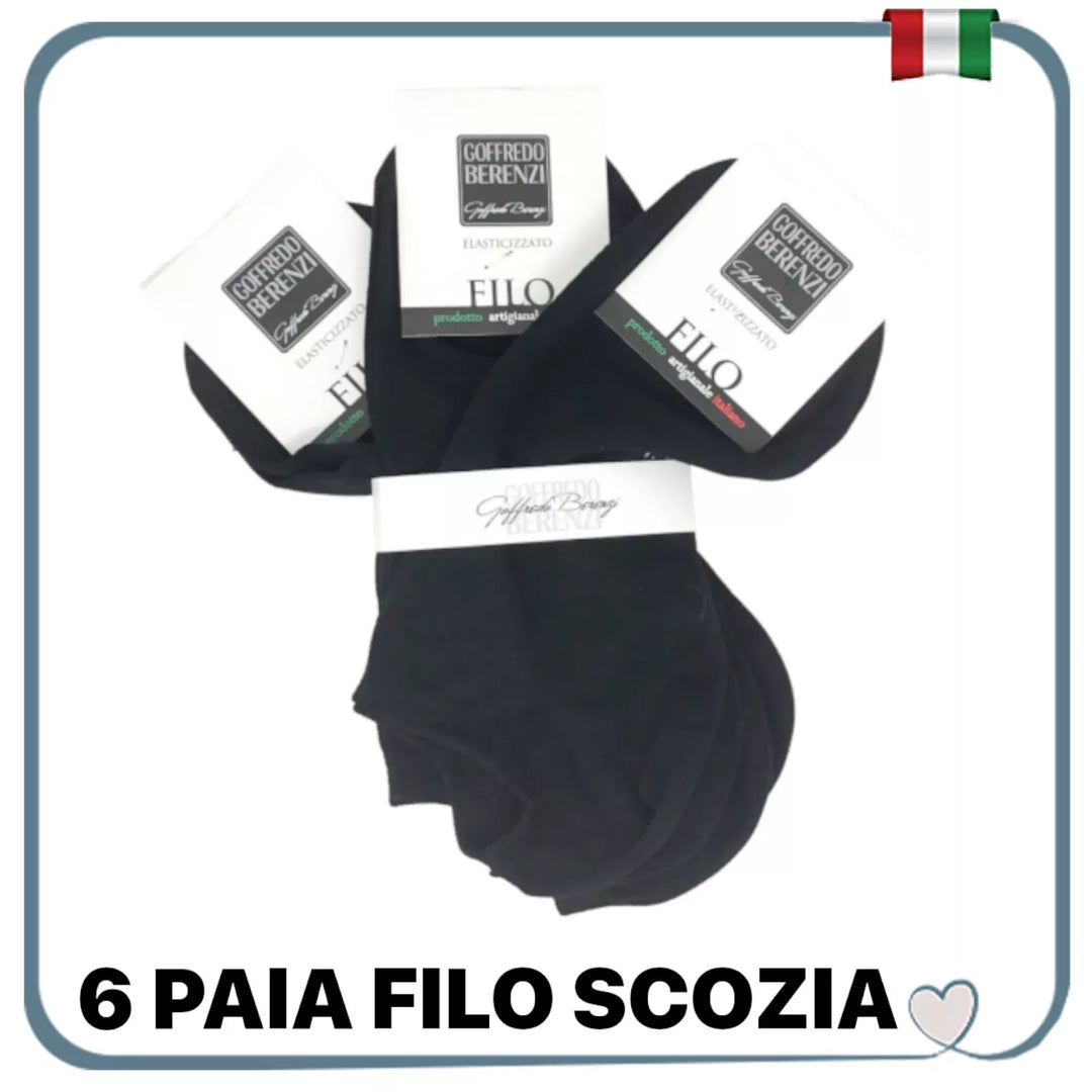 Set 6 Calze Fantasmini Cotone FILO di SCOZIA Calzini Fantasmino Uomo Donna sportivi