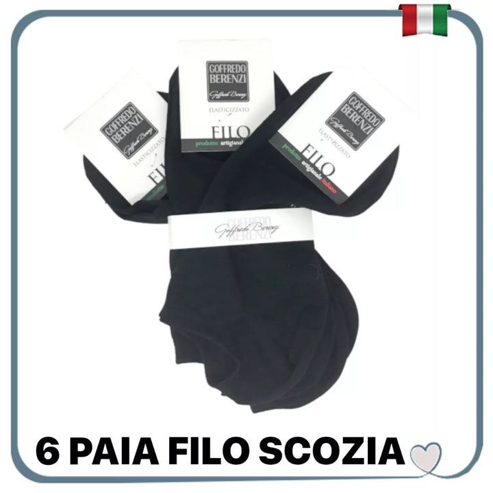 Set 6 Calze Fantasmini Cotone FILO di SCOZIA Calzini Fantasmino Uomo Donna sportivi