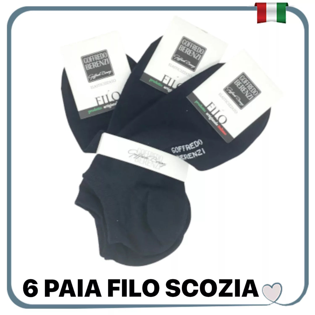 Set 6 Calze Fantasmini Cotone FILO di SCOZIA Calzini Fantasmino Uomo Donna sportivi